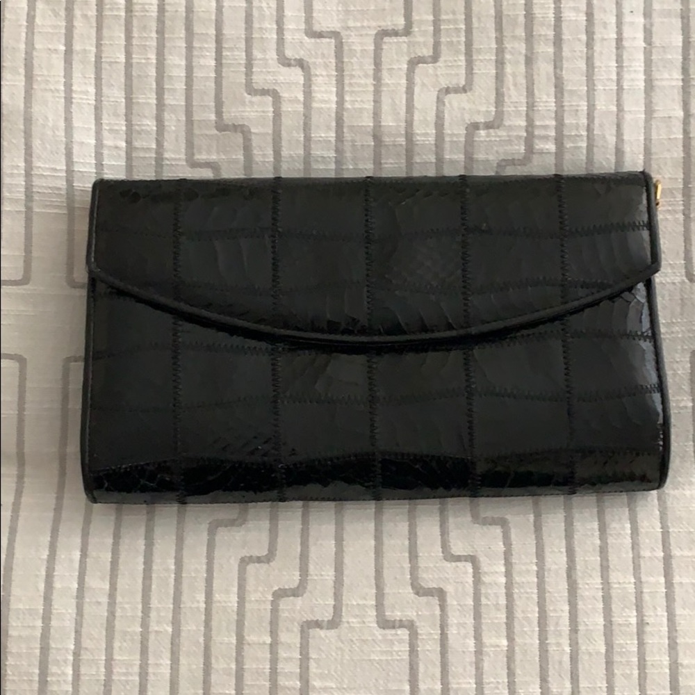 Vintage Lucalsax Snakeskin Black Clutch EUC